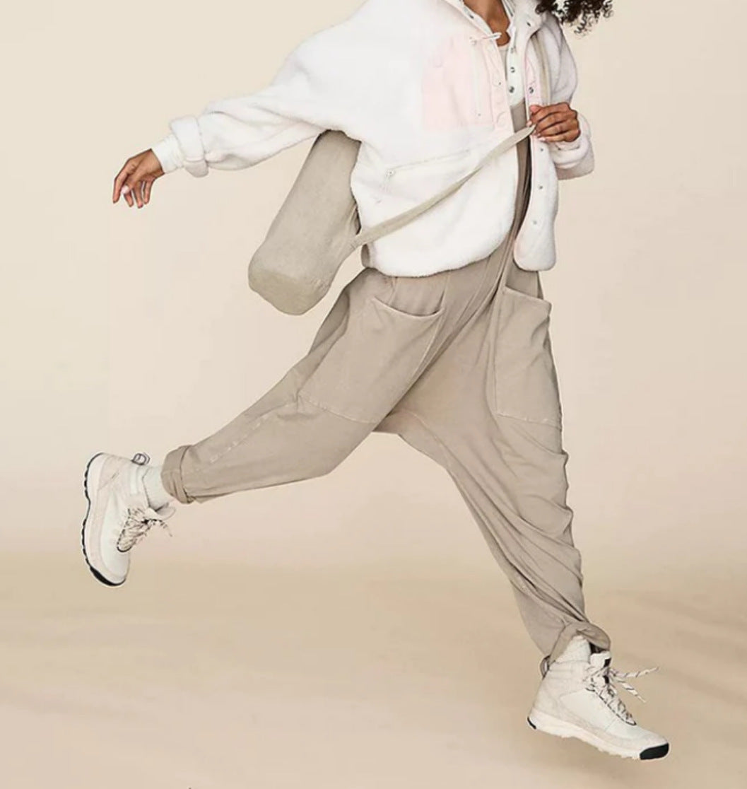 Combinaisons amples sans manches pour femmes, bretelles Spaghetti, pantalon Long extensible, barboteuse avec poches et fermeture éclair