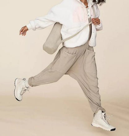 Combinaisons amples sans manches pour femmes, bretelles Spaghetti, pantalon Long extensible, barboteuse avec poches et fermeture éclair